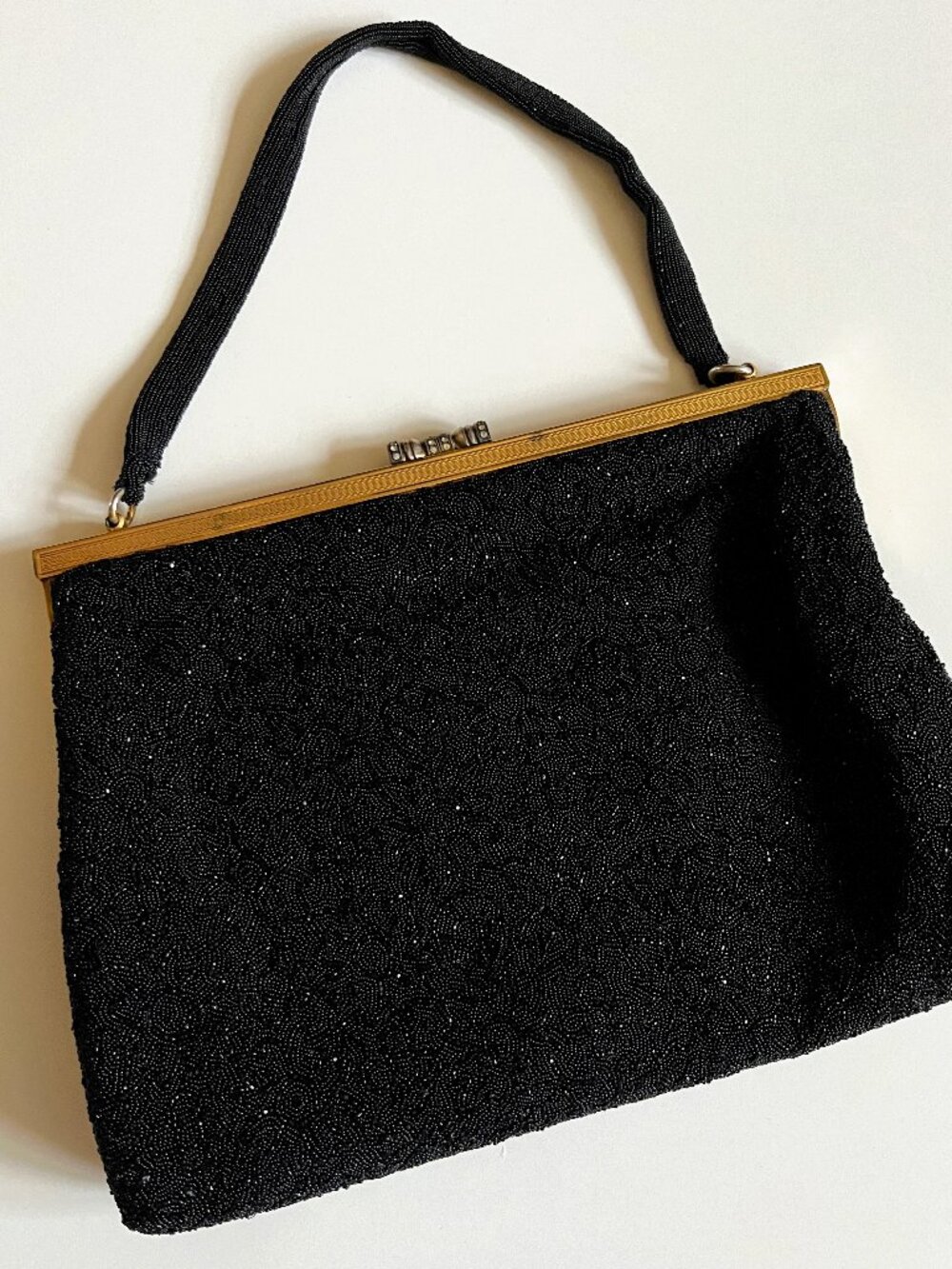 Vintage French Micro-Beaded Evening Bag: Retro Women's Fashion Made in France